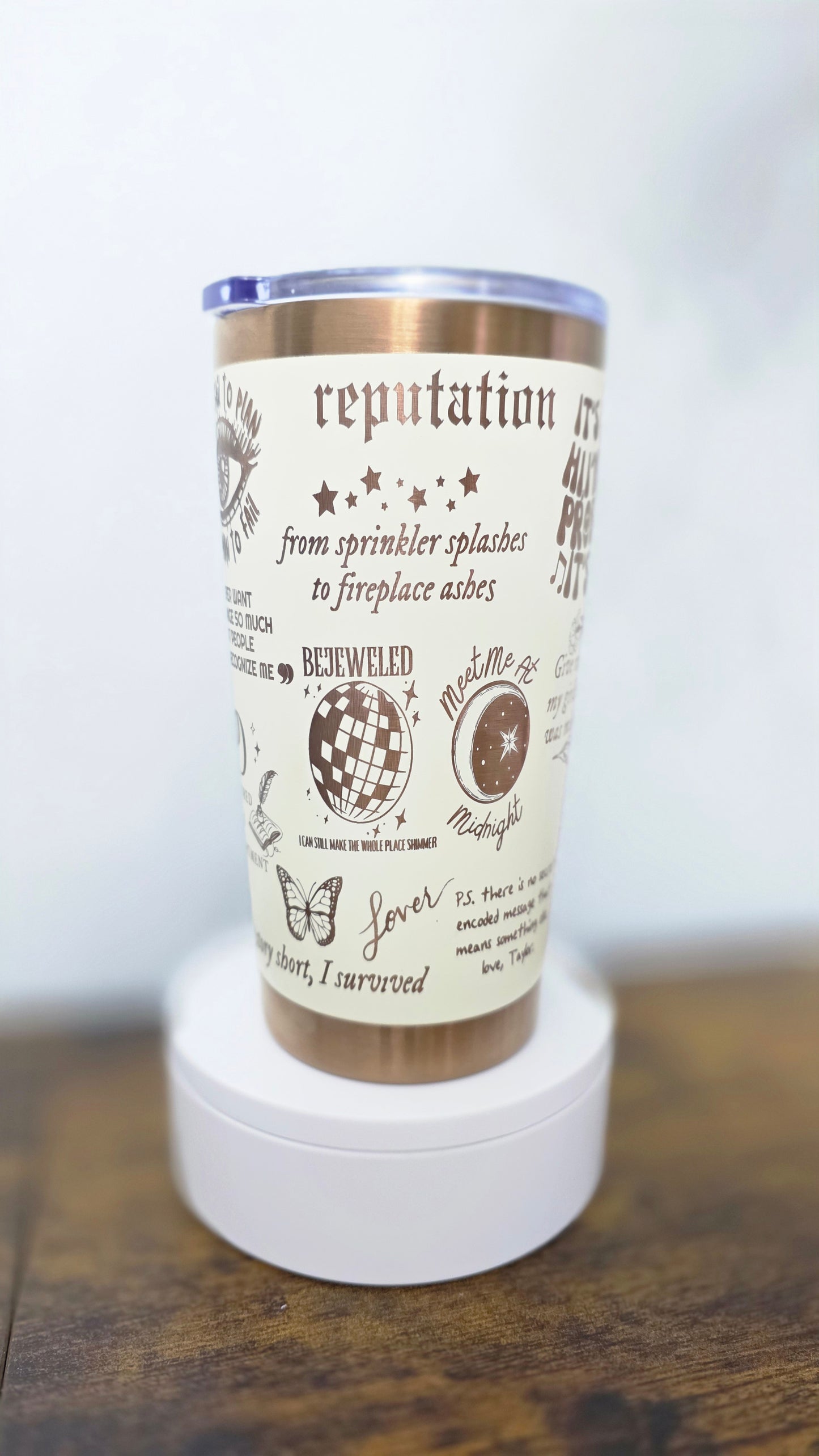 Reputation Era Lyrics Tumbler | Taylor Swift Inspired Stainless Steel Travel Cup | Swiftie Gift