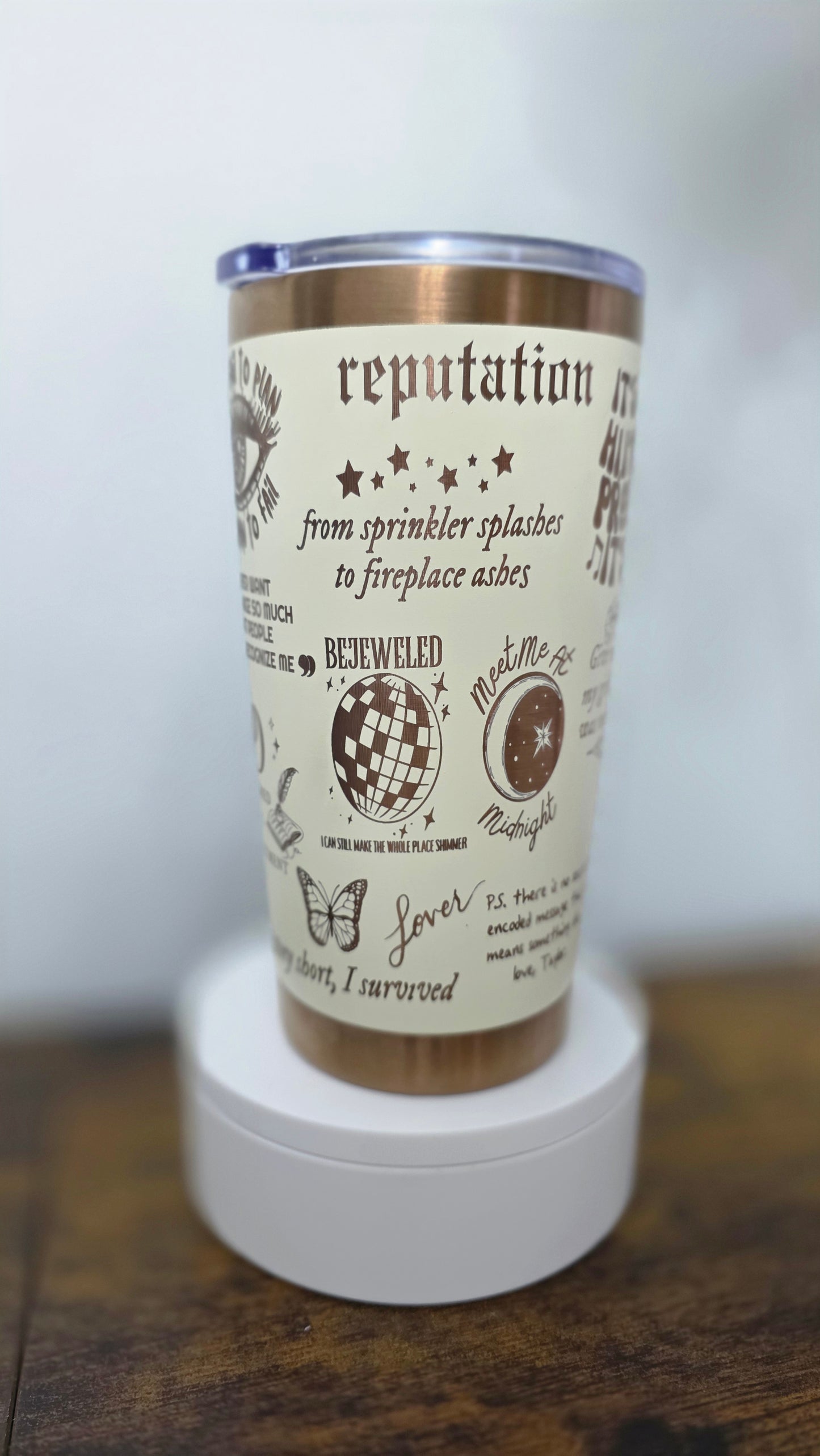 Reputation Era Lyrics Tumbler | Taylor Swift Inspired Stainless Steel Travel Cup | Swiftie Gift