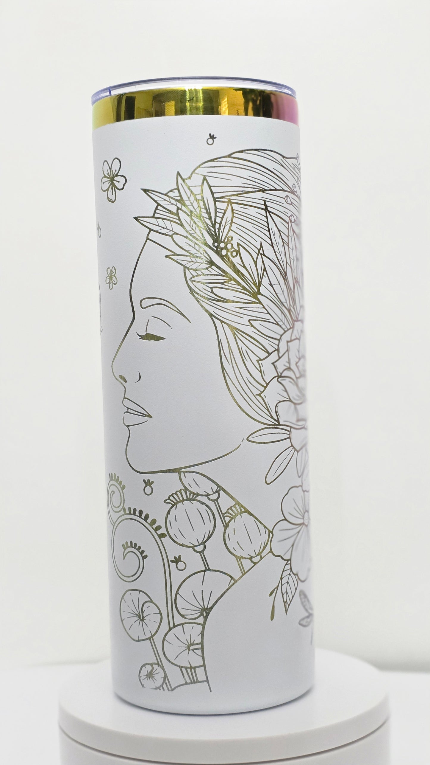 20oz. Floral Woman Tumbler | Boho Art Tumbler |  Insulated Travel Cup | Gift for Her