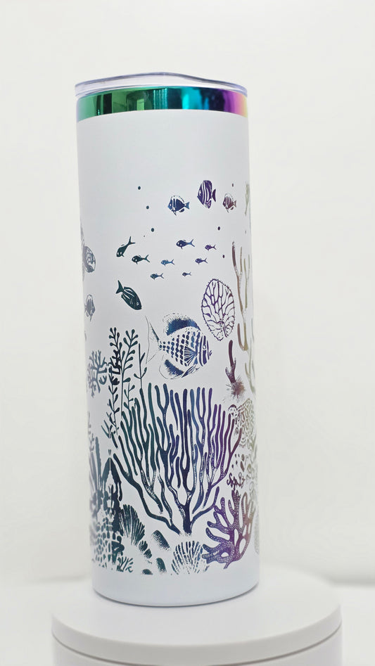 20 oz Ocean Tumbler | Sea Turtle Tumbler | Coastal Stainless Steel Tumbler | Beach Travel Cup | Ocean Lover Gift | Insulated Drinkware