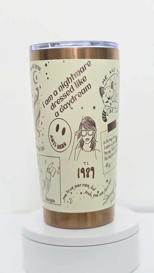 Reputation Era Lyrics Tumbler | Taylor Swift Inspired Stainless Steel Travel Cup | Swiftie Gift