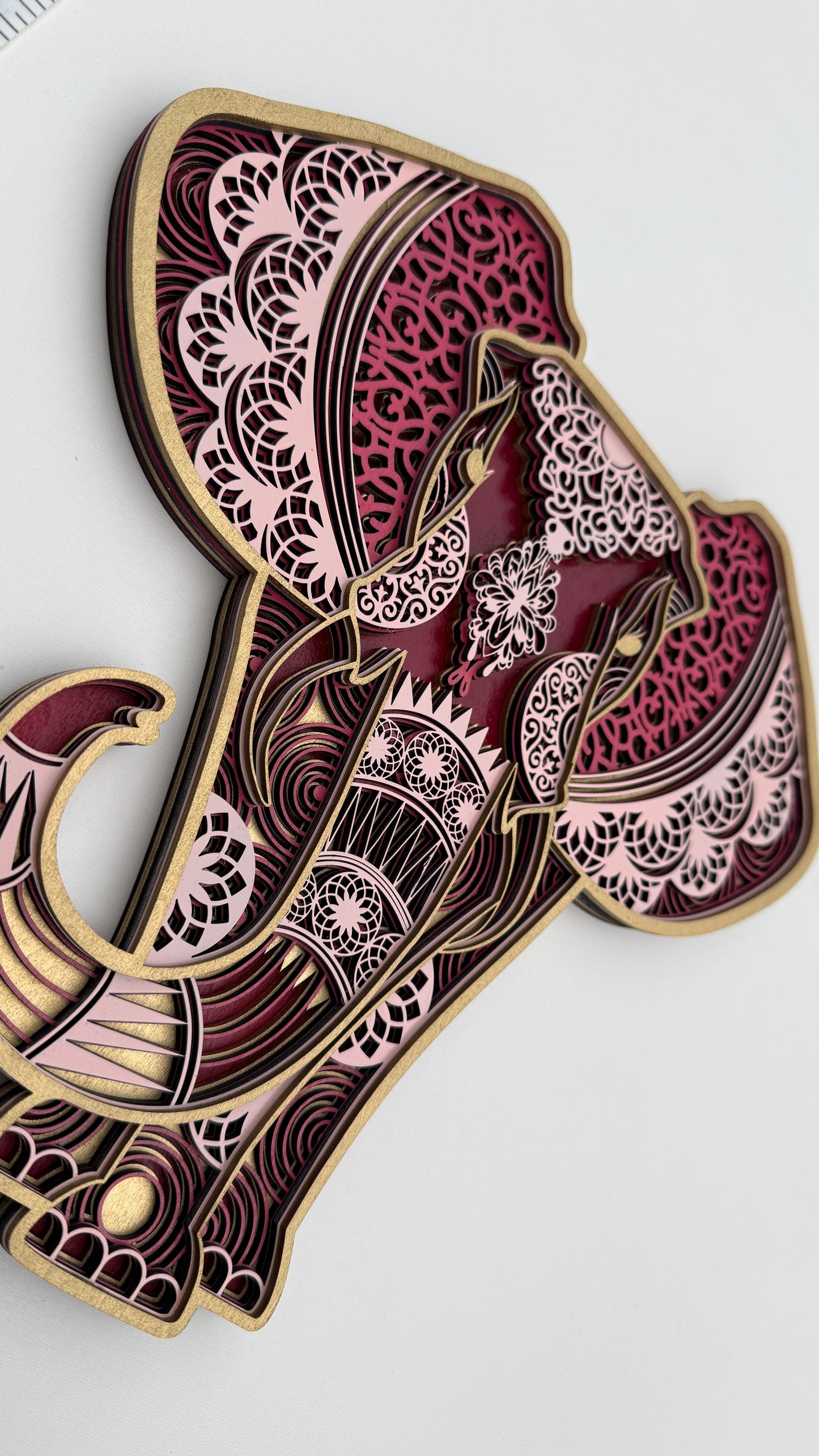 Handcrafted Layered Elephant Wall Art – Mandala Inspired Design