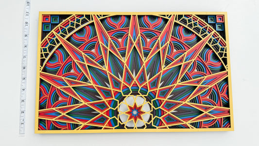 Handcrafted Wooden Geometric Art – Sunrise Pattern