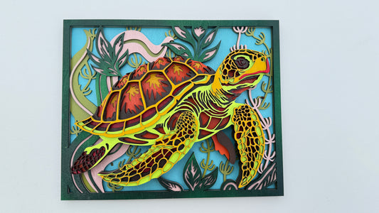 Layered Wooden Sea Turtle – Ocean Spirit Edition