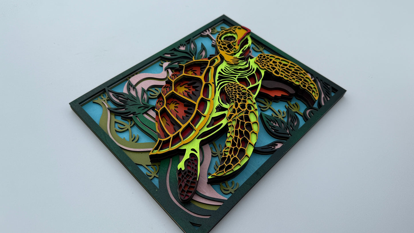 Layered Wooden Sea Turtle – Ocean Spirit Edition