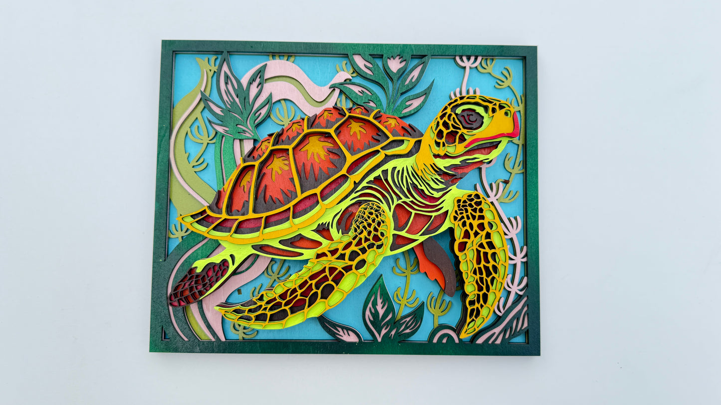 Layered Wooden Sea Turtle – Ocean Spirit Edition