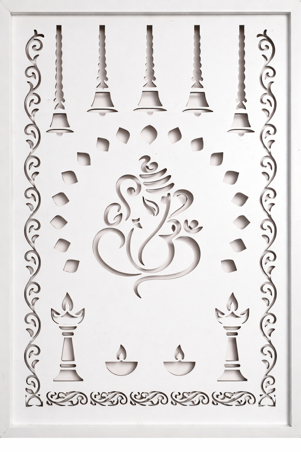 Divine Glow Ganesha Wall Art – Illuminated Spiritual Wooden Panel