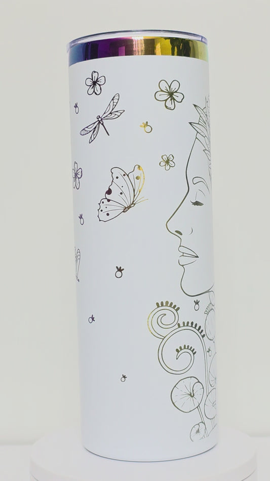 20oz. Floral Woman Tumbler | Boho Art Tumbler |  Insulated Travel Cup | Gift for Her